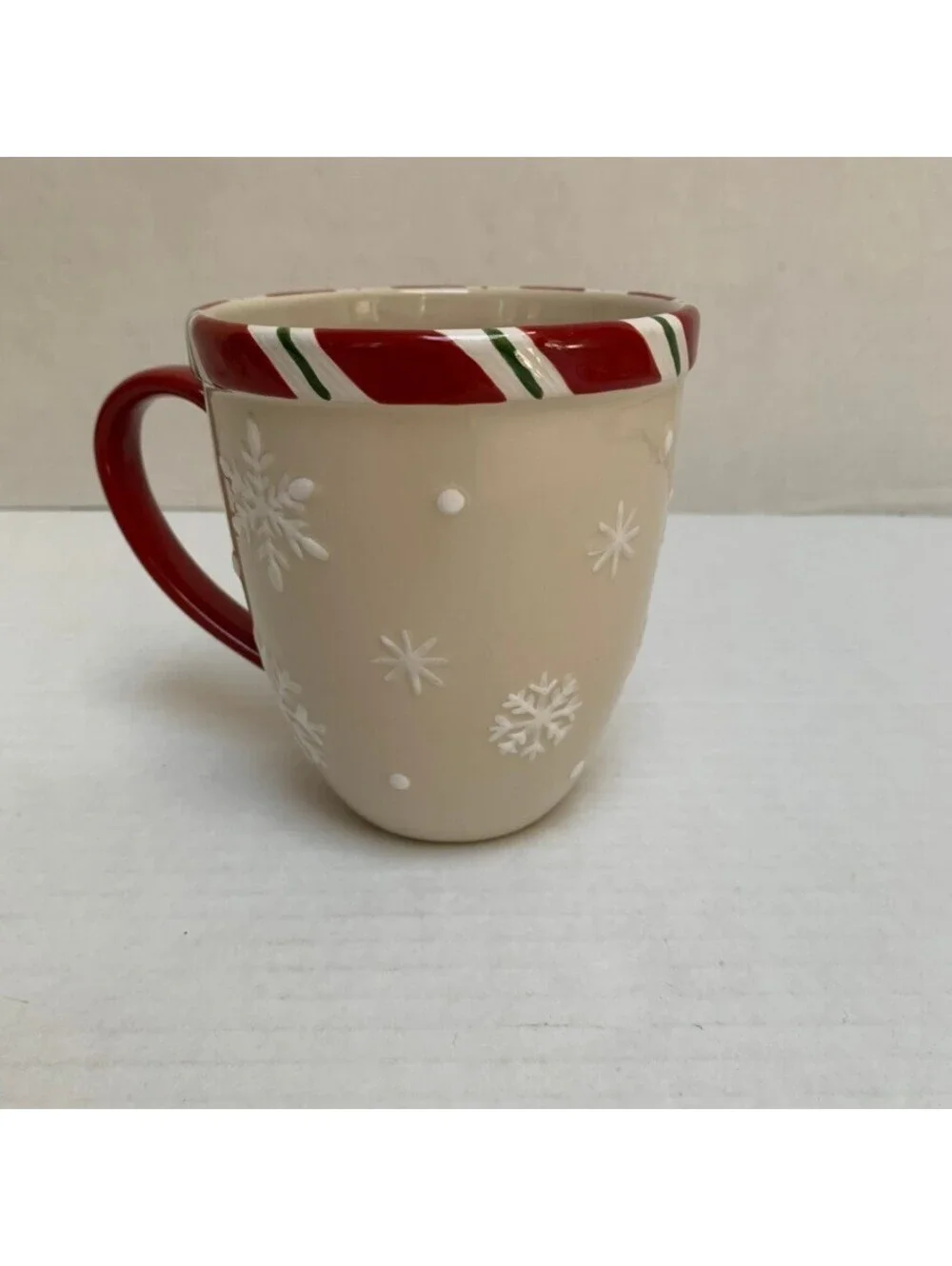 Longaburger Christmas Snowflake Candycane Mug Cup